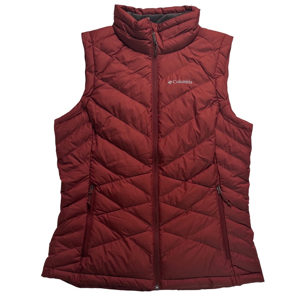 Columbia Womens Omni-Heat Puffer Vest Burgundy Red Quilted Insulated Large
